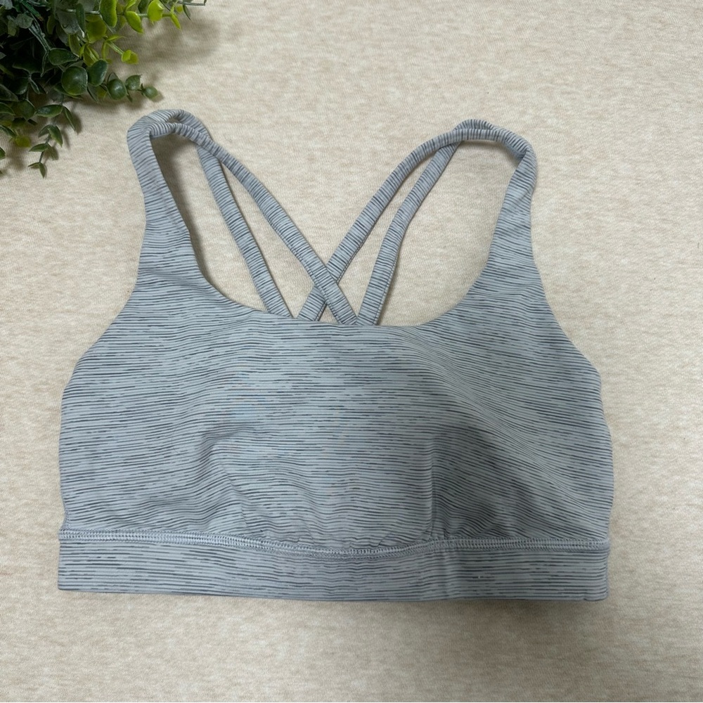 Bundle Lululemon Women’s Blue Gray Cross Back Logo Sports Bras Size 6 - Picture 5 of 9